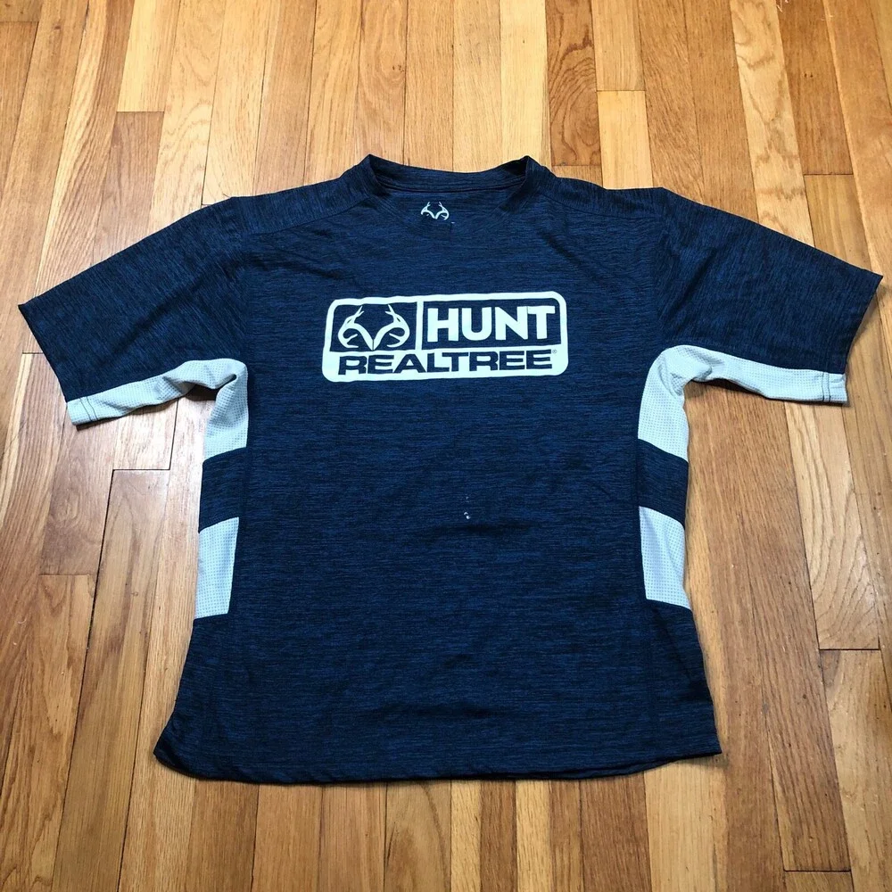 Realtree‎ Shirt Womens Small Blue Polyester Deer Hunting Top 1/2 Sleeve Adult